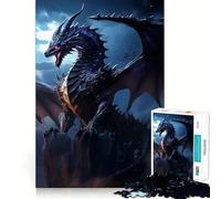 Rompecabezas de 1000 Piezas para Adultos Dragón Anciano Negro,Bordes, Juego Que Estimula la Mente,Juego de Juego Inactivo,Arte de Escena Navideña 50x75cm