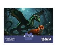 Rompecabezas De 1000 Piezas para Adultos Dragon and Fox Enchanted Forest Rompecabezas para Adultos Juegos Familiares Desafío Difícil para Cumpleaños, Navidad 52x38cm/1000pcs