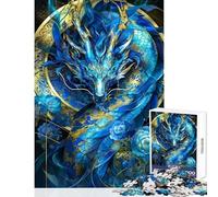 Rompecabezas de 1000 Piezas para Adultos Dragón Azul con Flores Juegos relajantes Un desafío difícil Juguetes de decoración para el hogar Ideales para cumpleaños y Navidad (50x75cm)