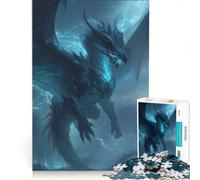 Rompecabezas de 1000 Piezas para Adultos: Dragón Azul en una tormenta Juguete Educativo Que Mejora la Memoria cumpleaños y Navidad 50x75cm