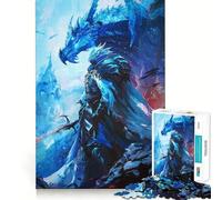 Rompecabezas de 1000 Piezas para Adultos Dragón Azul Guerrero,Piezas de Corte Limpio,Actividad Cerebral Inteligente,diversión para Momentos de Calma,Regalo artístico de cumpleaños 38x52cm