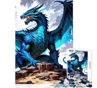 Rompecabezas de 1000 Piezas para Adultos Dragón Azul sobre Rocas Juego práctico para divertirse en Familia Juguetes antiestrés Lista de Deseos con Papá Noel (38x52cm)