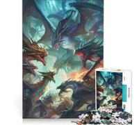 Rompecabezas de 1000 Piezas para Adultos: Dragon Battle Royale, Juego Imposible, Actividades Divertidas para Hacer en casa, colección de Artistas, Bellas Artes 38x52cm