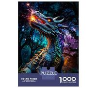 Rompecabezas De 1000 Piezas Para Adultos Dragon Breathing Fire in A Magical Forest Rompecabezas Para Adultos Juguetes Antiestrés Para La Diversión Familiar Regalos De Cumpleaños Y Únicos 38x26cm/1000p