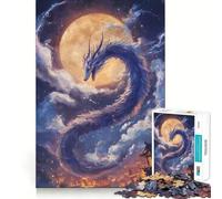 Rompecabezas de 1000 Piezas para Adultos Dragón Celestial sobre Paisaje Urbano,Arte de Corte Fijo,Desafío Mental,Divertido Juego para Pasar el Tiempo,Regalo de Cumpleaños (38x52cm)