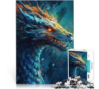 Rompecabezas de 1000 Piezas para Adultos Dragón de Agua Chino Malvado Juego desafiante con Piezas de Formas aleatorias Que se entrelazan Completamente 50x70cm