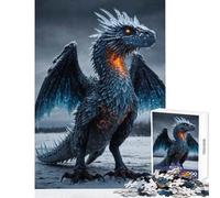 Rompecabezas de 1000 Piezas para Adultos: Dragón de Fuego Glacial - El guardián del Hielo y la Llama Juguetes antiestrés Obra de Arte Regalo Juegos Familiares Difícil y desafiante Tamaño 50x75cm