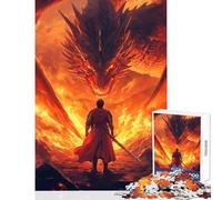 Rompecabezas de 1000 Piezas para Adultos dragón de Fuego y Caballero decoración del hogar Juguetes Regalos de Amigo Secreto Juego Familiar Ayuda a ejercitar el Cerebro tamaño 50x75cm
