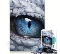 Rompecabezas de 1000 Piezas para Adultos Dragón de Hielo de Ojos Azules con Regla,Piezas de Corte Limpio,Actividad Cerebral Inteligente,diversión para Momentos de Calma,Regalo artístico de cumpleaños