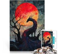 Rompecabezas de 1000 Piezas para Adultos Dragón de Luna de Sangre de Tejido Difícil y desafío Interacción Entre Padres e Hijos 52x38cm