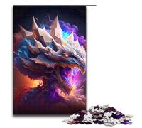 Rompecabezas de 1000 Piezas para Adultos Dragón en Humo Un Divertido Rompecabezas Familiar con póster y Hoja de Preguntas y respuestas 75x50cm