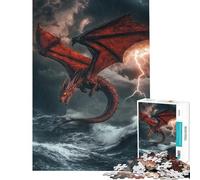 Rompecabezas de 1000 Piezas para Adultos Dragón en un mar tormentoso Juegos relajantes Juguetes educativos Regalos de Amigo Invisible Actividades Familiares (Tamaño 38x26cm)