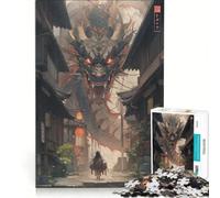 Rompecabezas de 1000 Piezas para Adultos: Dragón en una Aldea Edo, Juguetes para armar, Corte de precisión, Regalos para Amigos y Familiares 38x26cm