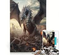 Rompecabezas de 1000 Piezas para Adultos: Dragón en una Ciudad destruida, Juego Familiar, para Relajarse intelectualmente y Fortalecer el Amor en Pareja 38x52cm