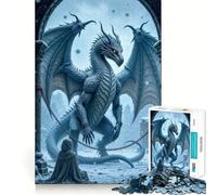 Rompecabezas de 1000 Piezas para Adultos Dragón encadenado y Figura con Capa Diseño artístico de Corte nítido Un desafío Mental Divertido Juego para Pasar el rato Regalo de cumpleaños (38x52cm)