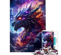 Rompecabezas de 1000 Piezas para Adultos Dragón Espacial Juego Educativo desafío Juguete para ejercitar la Mente Regalo de cumpleaños (tamaño 38x52cm)