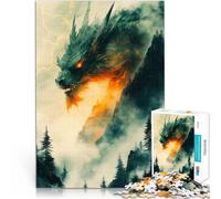 Rompecabezas de 1000 Piezas para Adultos Dragón Gigante en la Niebla Diversión Familiar con Piezas de Formas aleatorias Que se entrelazan Completamente 52x38cm