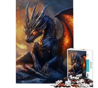 Rompecabezas de 1000 Piezas para Adultos Dragón majestuoso con alas de Fuego Juguete Educativo para Aprender y Jugar en Familia Decoración Perfecta Regalo de cumpleaños (tamaño 38x52cm)