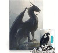 Rompecabezas de 1000 Piezas para Adultos Dragón majestuoso posado en la Cima de una montaña Juego Educativo dificultad Alta Ideal para cumpleaños 38x52cm