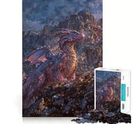 Rompecabezas de 1000 Piezas para Adultos Dragón Morado en la Cima de la montaña Juguete para ejercitar la Mente y aliviar el estrés Decoración de Pared con diseño nítido (38x52cm)
