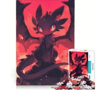 Rompecabezas de 1000 Piezas para Adultos: Dragón Negro con Ojos Rojos Juguetes para armar, Actividades Divertidas en casa, Toda la Familia 50x75cm
