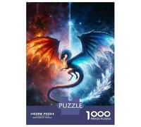 Rompecabezas De 1000 Piezas para Adultos Dragon of Fire and Ice Rompecabezas para Adultos Juguetes Antiestrés Patrón De Ensamblaje Cumpleaños 38x26cm/1000pcs