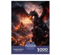 Rompecabezas De 1000 Piezas para Adultos Dragon Over Burning City Rompecabezas Juego De Ingenio Ensamblaje De Patrones Regalos De Cumpleaños Y Únicos 52x38cm/1000pcs