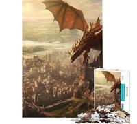 Rompecabezas de 1000 Piezas para Adultos Dragón Que gobierna una Ciudad Juego de ingenio Juguetes educativos Regalo de cumpleaños Análisis y lógica (Tamaño 38x52cm)