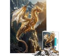 Rompecabezas de 1000 Piezas para Adultos Dragón Rayo de Sol Dorado Juego de ingenio para Adultos Que estimula la Memoria Interacción Entre Padres e Hijos (Tamaño 50x75cm)