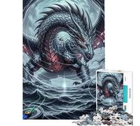 Rompecabezas de 1000 Piezas para Adultos Dragón sobre el mar con brújulas Rompecabezas Relajante para Adultos Decoración de Pared cumpleaños y Navidad (tamaño 38x52cm)