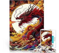 Rompecabezas de 1000 Piezas para Adultos Dragón sobre el océano Hecho de Papel，para y a Partir de 14 años para divertirse en Familia Una Obra de Arte。tamaño：38x52cm/14.96x20.47pulgada