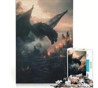 Rompecabezas de 1000 Piezas para Adultos: Dragón sobre la Ciudad en Llamas, Juego Educativo, decoración para el hogar, colección de Artistas, Bellas Artes 38x52cm