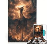 Rompecabezas de 1000 Piezas para Adultos: Dragón sobre una Ciudad en Llamas, Juego Imposible, Actividades Divertidas para Hacer en casa, colección de Artistas, Bellas Artes 50x75cm