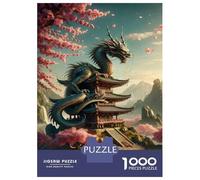 Rompecabezas De 1000 Piezas para Adultos Dragon Temple with Cherry Blossoms Rompecabezas para Adolescentes Juguetes De Bricolaje Desafío Difícil Juego Desafiante Regalos 38x26cm/1000pcs