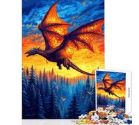 Rompecabezas de 1000 Piezas para Adultos Dragón Volando sobre un Paisaje Forestal Rompecabezas de 1000 Piezas para Juegos Familiares Regalo Ideal para cumpleaños Patrón de Montaje (38x26cm)