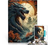 Rompecabezas de 1000 Piezas para Adultos Dragón y Pagoda Entrena tu Cerebro y Tus Manos Decoración de Pared cumpleaños y Navidad 52x38cm