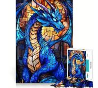 Rompecabezas de 1000 Piezas para Adultos Dragones Azules Resplandor,Corte Preciso,Divertido Juego Mental,Regalo para Relajarse,Momento Divertido,Regalo de Cumpleaños (38x52cm)