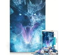 Rompecabezas de 1000 Piezas para Adultos: Dragones de Hielo rugiendo de ventisca, Juego práctico, Montaje de Patrones, cumpleaños 50x75cm