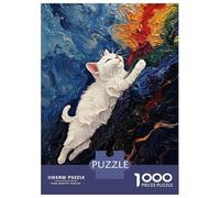 Rompecabezas De 1000 Piezas para Adultos Dreamy White Cat Climbing Colorful Abstract Rompecabezas Juego Familiar para La Diversión Familiar Oferta como Regalo para Toda La Familia 38x26cm/1000pcs
