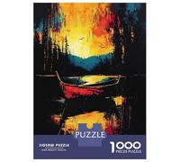 Rompecabezas De 1000 Piezas para Adultos Drifting Into Fire - Expressionist Abstract Boat Scene Rompecabezas para Adultos Juguetes Antiestrés Difícil Difícil Y Desafiante 52x38cm/1000pcs