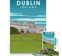 Rompecabezas de 1000 Piezas para Adultos Dublín Irlanda Arte de Viaje Arte de Corte Fino Juego de Habilidades de Pensamiento Juego de Tiempo Tranquilo Exhibición de Arte navideño (50x75cm)
