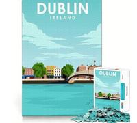 Rompecabezas de 1000 Piezas para Adultos Dublín Irlanda Viajes Arte Artístico Diversión Interactiva Desafío Inteligente Juego Tranquilo Tiempo de Juego Regalo de Cumpleaños Afición (38x26cm)