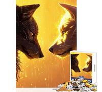 Rompecabezas de 1000 Piezas para Adultos: Duelo de Lobos en Llamas Juguetes antiestrés Gran Regalo para Juegos Juego práctico difícil de completar tamaño 50x75cm