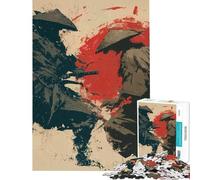 Rompecabezas de 1000 Piezas para Adultos Duelo de samuráis con Sol Rojo Rompecabezas para Adultos Juguetes para armar Actividades Divertidas para aliviar el estrés en casa (tamaño 50x75cm)