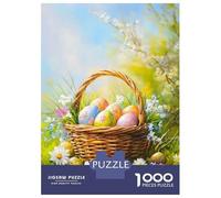 Rompecabezas De 1000 Piezas para Adultos Easter Basket Spring Painting Rompecabezas para Adolescentes Juguetes Antiestrés Patrón De Ensamblaje Cumpleaños 38x26cm/1000pcs