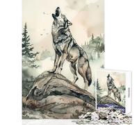 Rompecabezas de 1000 Piezas para Adultos Ecos del Lobo Indomable Juguete de decoración de Pared Regalos para Mujeres y Hombres Juegos relajantes Interesante reducción del estrés tamaño 50x75cm