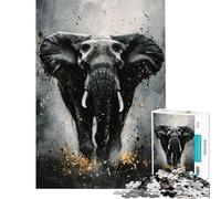 Rompecabezas de 1000 Piezas para Adultos Ecos Dorados del Elefante Rompecabezas para Adolescentes con Corte de precisión Entrena tu Cerebro y Tus Manos Juguetes educativos 38x26cm