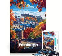 Rompecabezas de 1000 Piezas para Adultos Edimburgo,Escocia,Paisaje otoñal Ideal para divertirse,un desafío Inteligente y un Juego Tranquilo cumpleaños y para Aficionados (38x26cm)