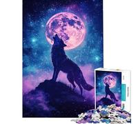Rompecabezas de 1000 Piezas para Adultos El aullido de la Luna del Lobo Juego Familiar Educativo Juguete de desafío Regalo Ideal para Mujeres y Hombres Regalo de cumpleaños (tamaño 50x75cm)