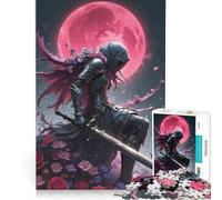 Rompecabezas de 1000 Piezas para Adultos: El Caballero Oscuro bajo la Luna Rosa Juego práctico, Actividades Divertidas para Hacer en casa Hermoso diseño 50x75cm